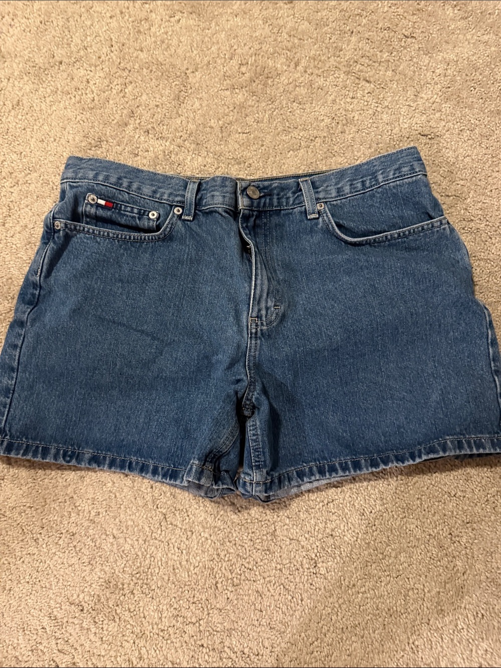 Tommy Hilfiger Dark Blue Denim Jean Shorts Womens 14 boyfriend 4.5” vintage